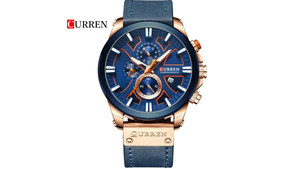 Reloj Curren 8346 Azul/Oro Rosa - Cuero de Hombre
