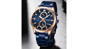 Reloj Curren 8445 Azul/Oro Rosa - Metálico de Hombre