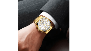 Reloj Curren 8360 Dorado - Bisel Blanco Metalico de Hombre