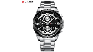 Reloj Curren 8360 Plateado - Bisel Negro Metalico de Hombre