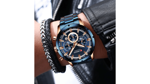 Reloj Curren 8355 Azul/Oro Rosa - Metálico de Hombre