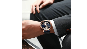 Reloj Curren 8360 Azul - Bisel Oro Rosa/Azul Metalico de Hombre