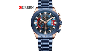 Reloj Curren 8401 Azul/Oro Rosa - Metálico de Hombre