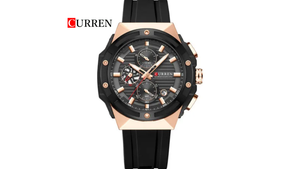 Reloj Curren 8462 Negro/Oro Rosa - Silicona de Hombre