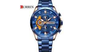 Reloj Curren 8402 Azul/Oro Rosa/Naranja - Metálico de Hombre