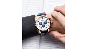 Reloj Curren 8315 Azul/Oro Rosa/Plateado - Metálico de Hombre
