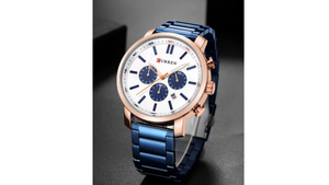 Reloj Curren 8315 Azul/Oro Rosa/Plateado - Metálico de Hombre
