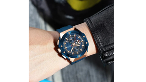 Reloj Curren 8462 Azul/Oro Rosa - Silicona de Hombre