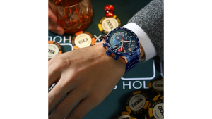 Reloj Curren 8410 Oro Rosa/Azul - Metálico de Hombre