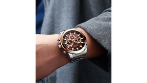 Reloj Curren 8361 Plateado/Oro Rosa/Café - Metalico de Hombre