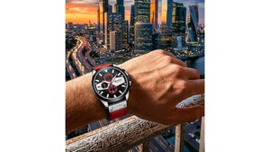 Reloj Curren 8394 Rojo/Negro - Cuero de Hombre