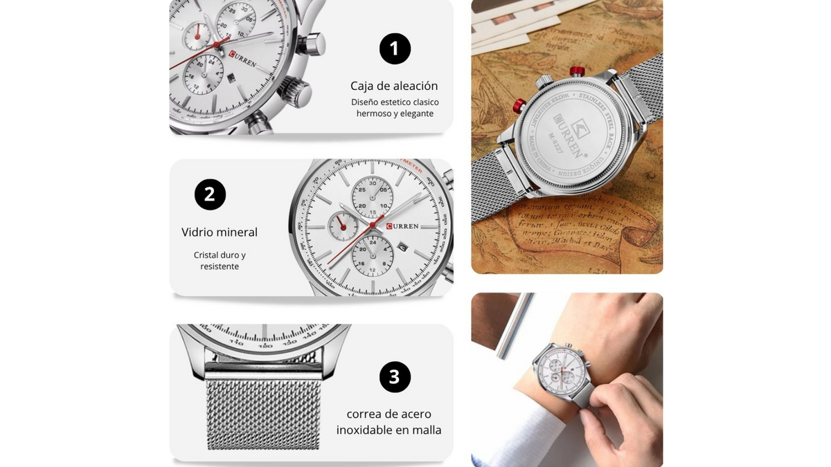 Reloj Curren 8227 Plateado - Metálico de Hombre