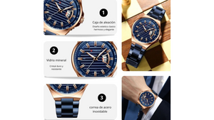 Reloj Curren 8375 Azul/Oro Rosa - Metálico de Hombre