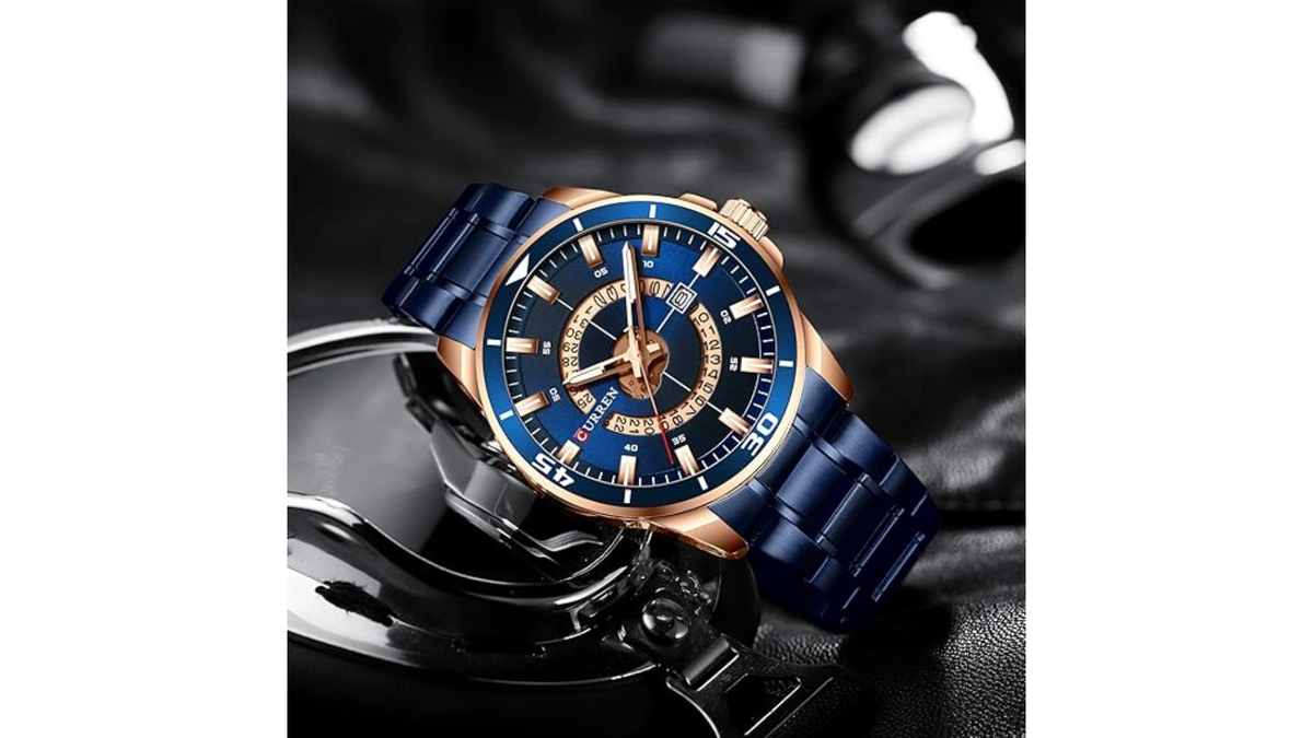 Reloj Curren 8359 Azul/Oro Rosa - Metálico de Hombre