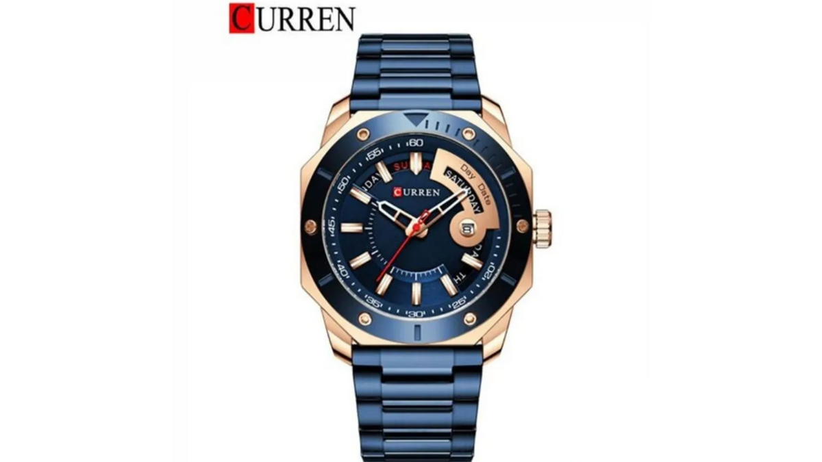 Reloj Curren 8344 Azul/Oro Rosa - Metálico de Hombre