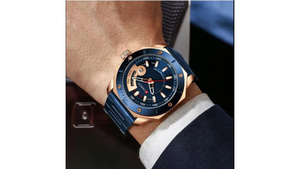 Reloj Curren 8344 Azul/Oro Rosa - Metálico de Hombre