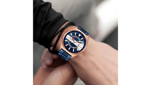 Reloj Curren 8403 Azul/Oro Rosa - Metálico de Hombre