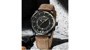 Reloj Curren 8390 Gris/Negro - Cuero de Hombre