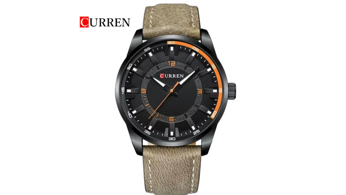 Reloj Curren 8390 Gris/Negro - Cuero de Hombre
