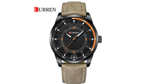 Reloj Curren 8390 Gris/Negro - Cuero de Hombre