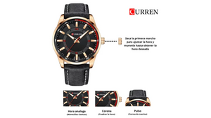 Reloj Curren 8390 Oro Rosa/Negro - Cuero de Hombre