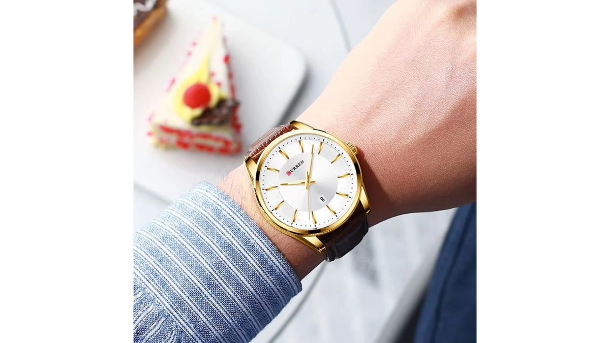 Reloj Curren 8365 Café/Dorado - Cuero de Hombre