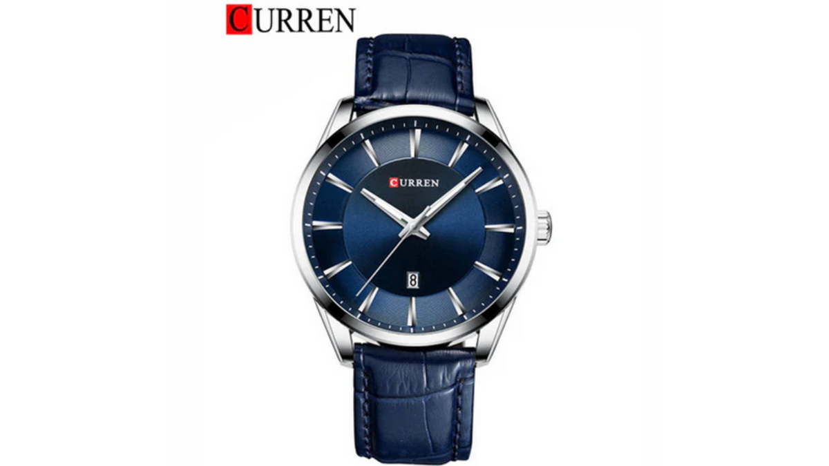 Reloj Curren 8365 Azul/Plateado - Cuero de Hombre
