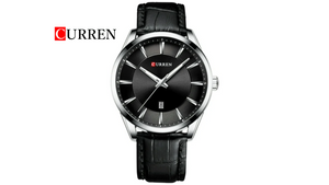 Reloj Curren 8365 Negro/Plateado - Cuero de Hombre