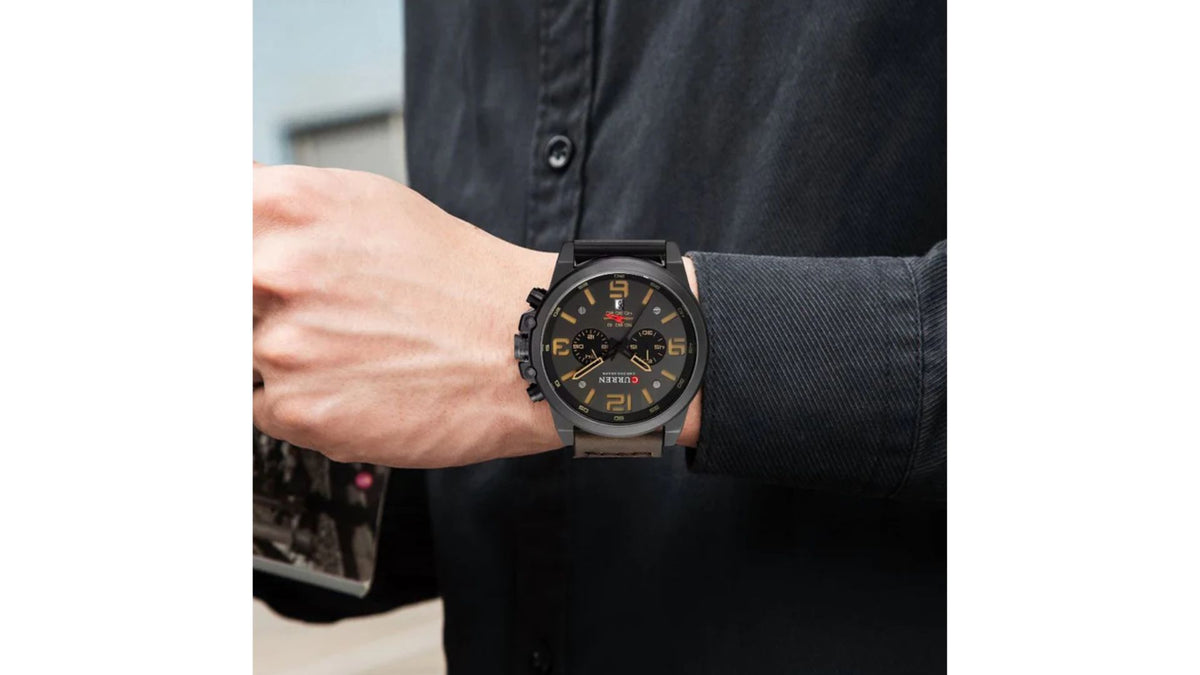 Reloj Curren 8314 Café Oscuro/Negro - Cuero de Hombre