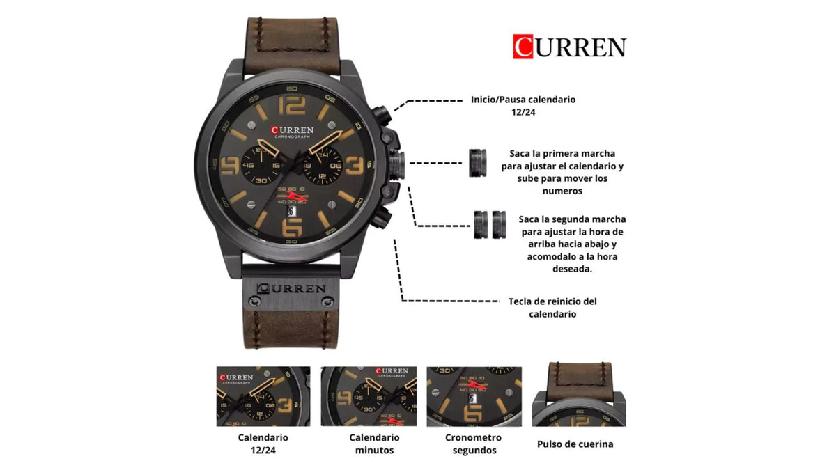 Reloj Curren 8314 Café Oscuro/Negro - Cuero de Hombre
