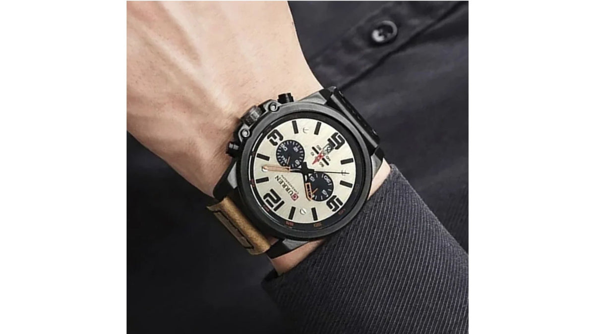 Reloj Curren 8314 Café/Negro - Cuero de Hombre