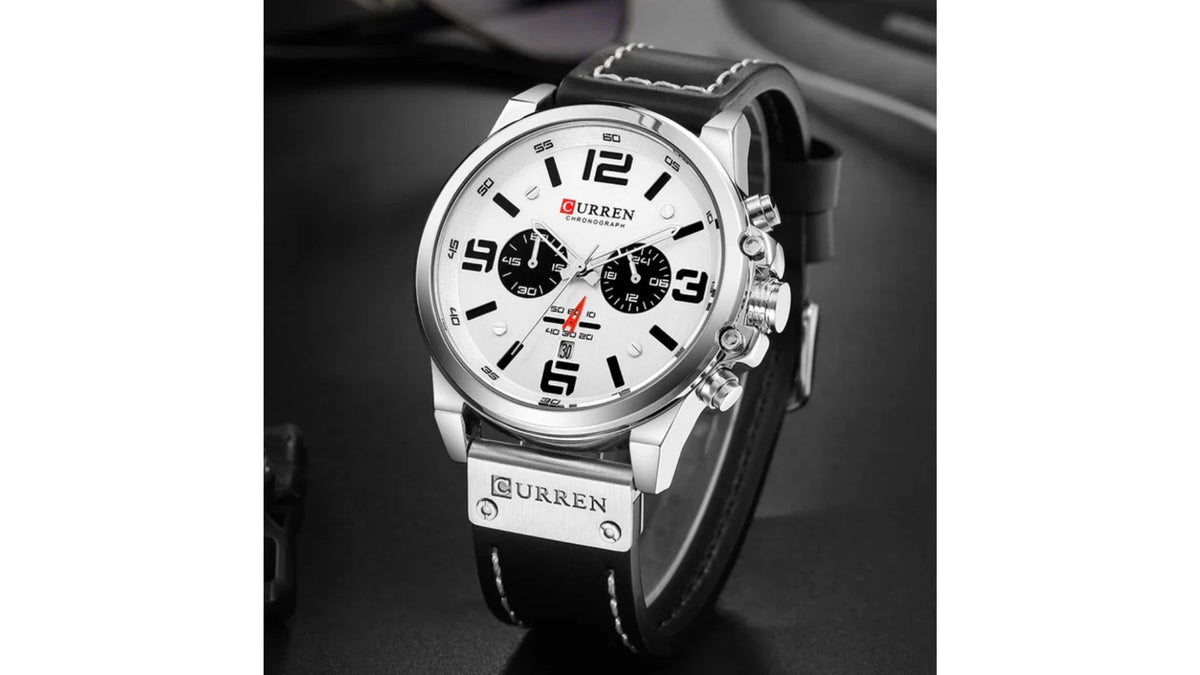 Reloj Curren 8314 Negro/Plateado - Cuero de Hombre