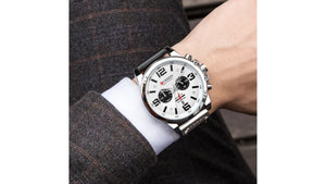 Reloj Curren 8314 Negro/Plateado - Cuero de Hombre