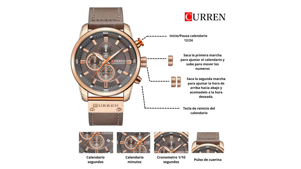 Reloj Curren 8291 Café - Cuero de Hombre