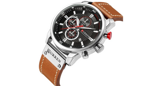 Reloj Curren 8291 Café Claro/Plateado - Cuero de Hombre