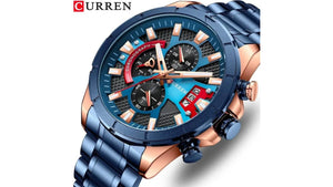 Reloj Curren 8401 Azul/Oro Rosa - Metálico de Hombre