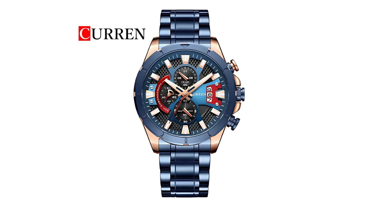 Reloj Curren 8401 Azul/Oro Rosa - Metálico de Hombre