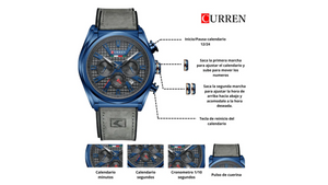 Reloj Curren 8392 Azul/Gris - Cuero de Hombre