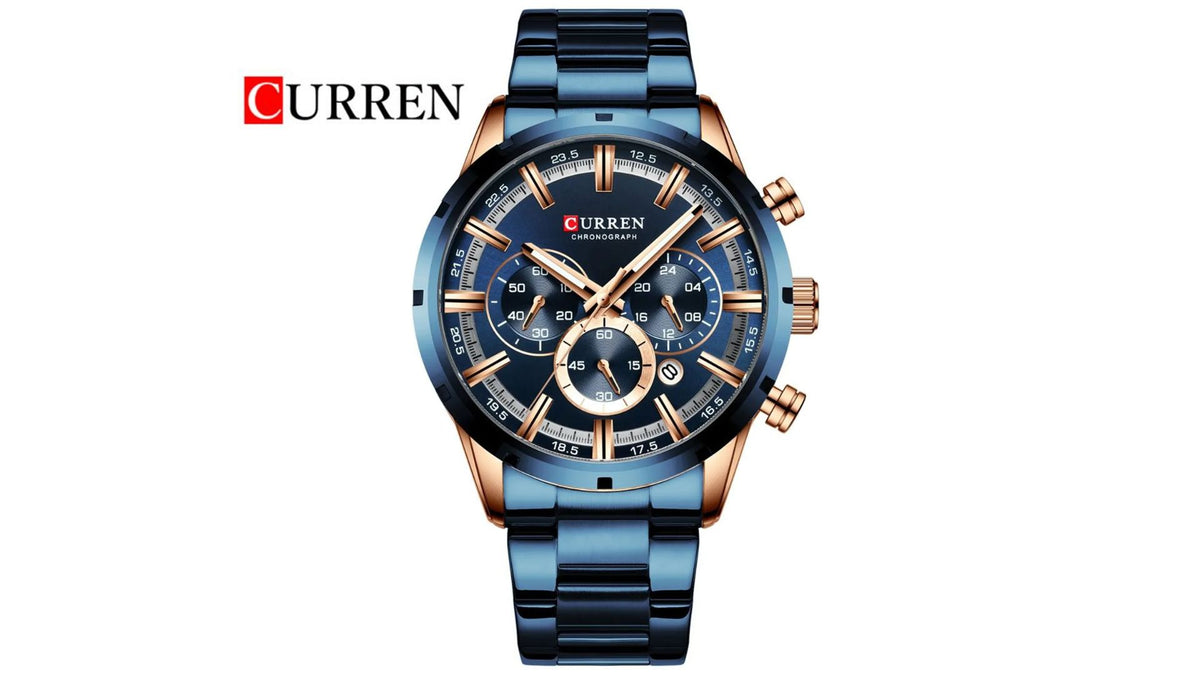Reloj Curren 8355 Azul/Oro Rosa - Metálico de Hombre