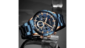 Reloj Curren 8355 Azul/Oro Rosa - Metálico de Hombre