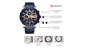 Reloj Curren 8337 Azul/Oro Rosa - Metálico de Hombre