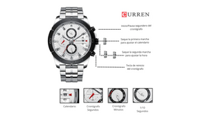 Reloj Curren 8337 Plateado/Negro - Metálico de Hombre