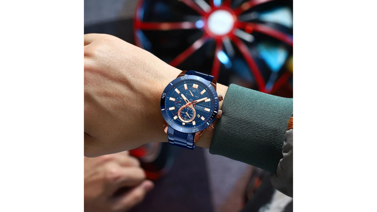 Reloj Curren 8417 Azul/Oro Rosa - Metálico de Hombre