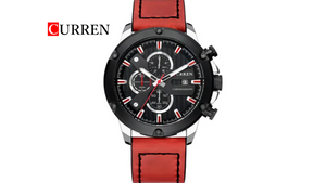 Reloj Curren 8308 Rojo/Negro/Plateado - Cuero de Hombre