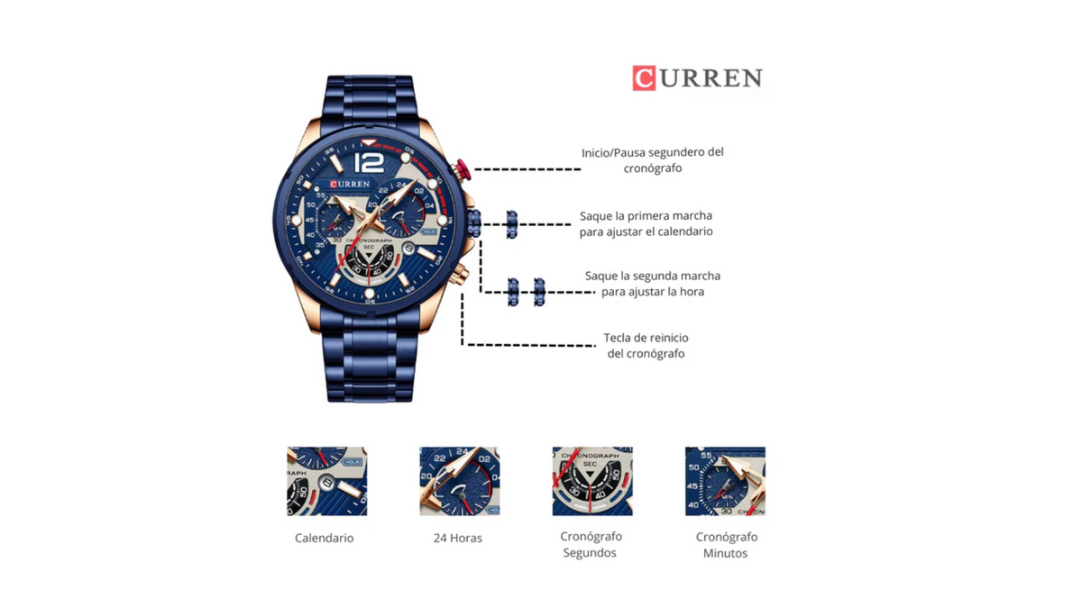 Reloj Curren 8395 Azul - Metálico de Hombre
