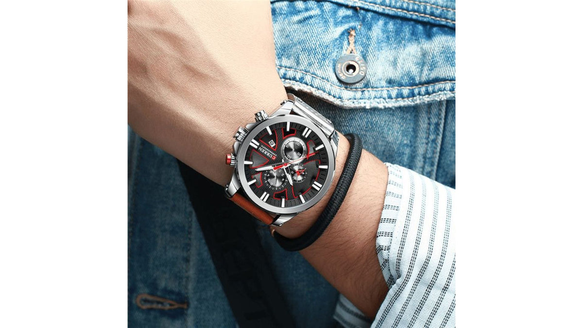 Reloj Curren 8346 Café Claro/Oro Rosa - Cuero de Hombre