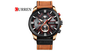 Reloj Curren 8346 Café Claro/Oro Rosa - Cuero de Hombre