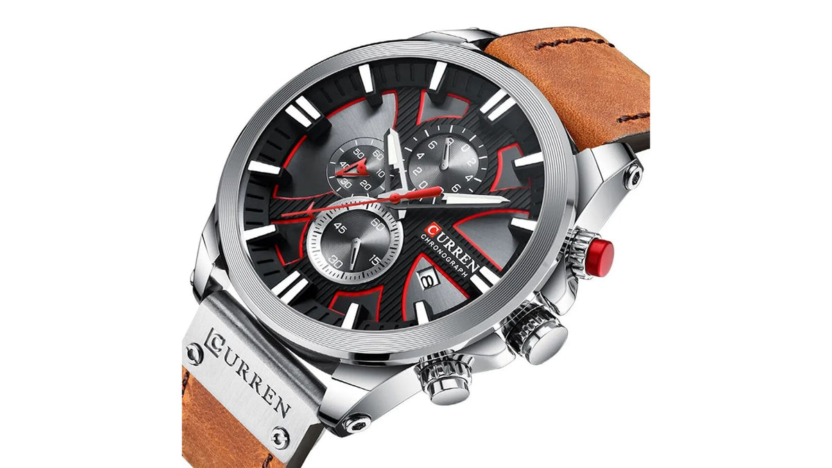 Reloj Curren 8346 Café Claro/Oro Rosa - Cuero de Hombre