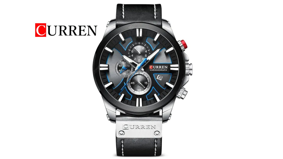 Reloj Curren 8346 Negro/Plateado - Cuero de Hombre