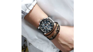 Reloj Curren 8346 Negro/Plateado - Cuero de Hombre